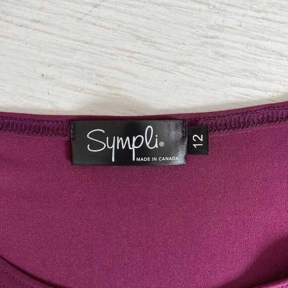 Sympli Womens Tunic Top Size 12 Purple 3/4 Sleeve Round Neck Pullover Basic - Picture 8 of 9